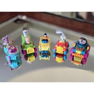 Vintage 1993 McDonald's Happy Meal Toys Looney Tunes Quack-Up Cars Lot Of 5